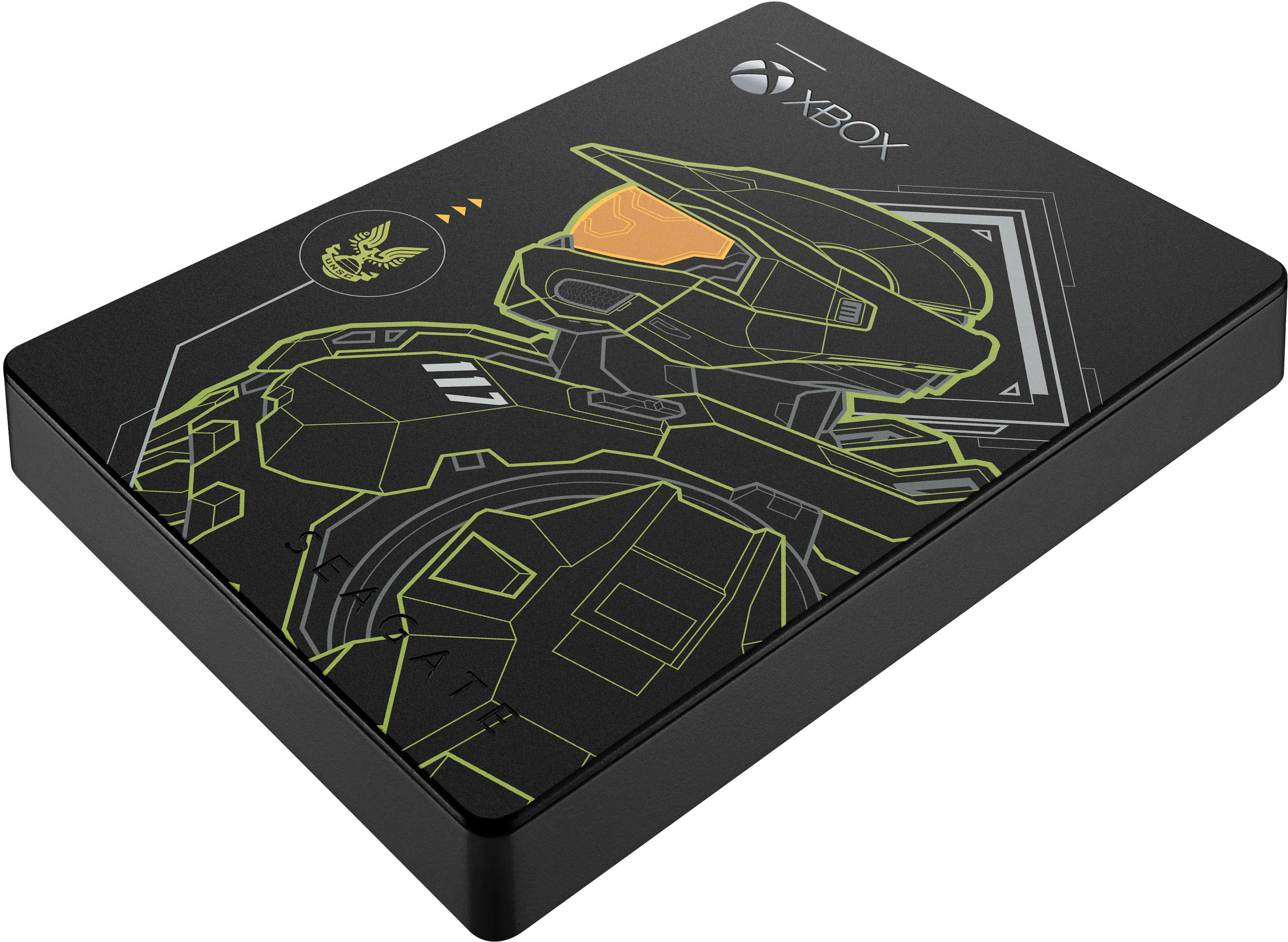 Left View: Seagate Game Drive for Xbox Officially Licensed 2TB External USB 3.0 Portable Hard Drive - Halo: Master Chief LE