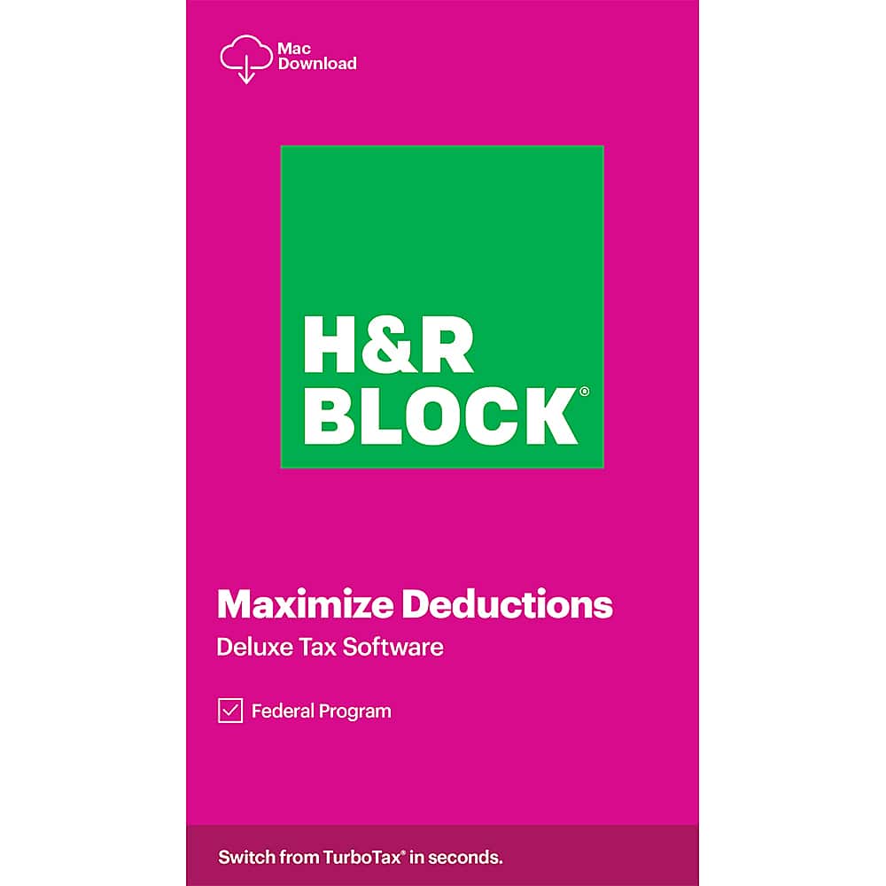 Front. H&R Block - H&R Block Tax Software Deluxe 2020.
