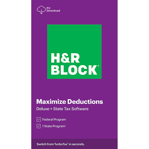 H&R Block Tax Software Deluxe + State 2020 [Digital]