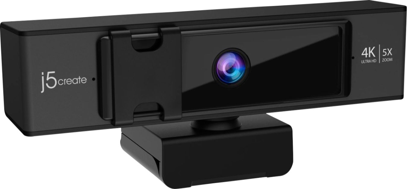 Angle View: j5create - USB 2160 (4K) Webcam with 5x Digital Zoom Remote Control - Black
