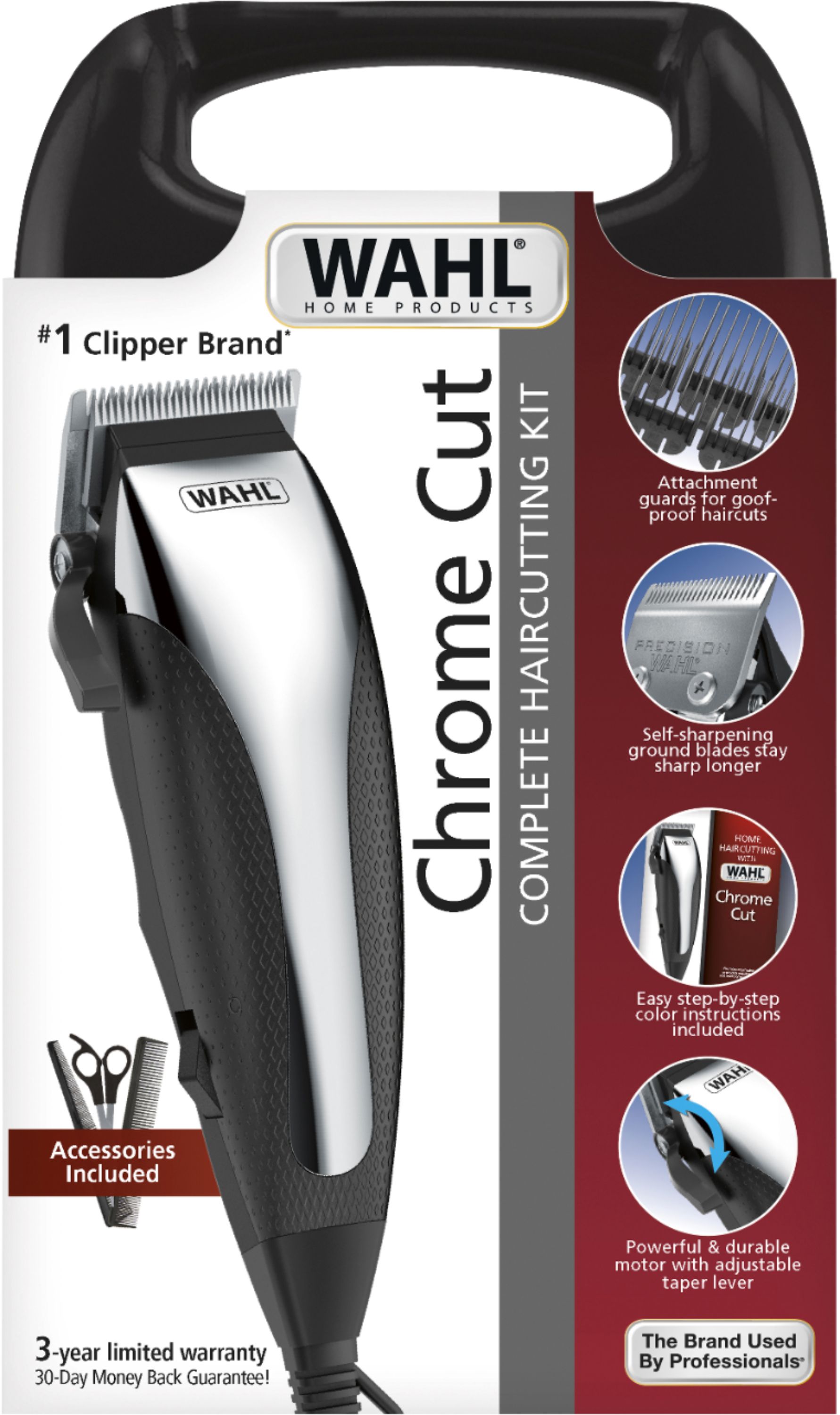 Zoom in on Angle Zoom. Wahl Chrome Cut 22 Piece Haircutting Kit - 09670-700 - Silver.