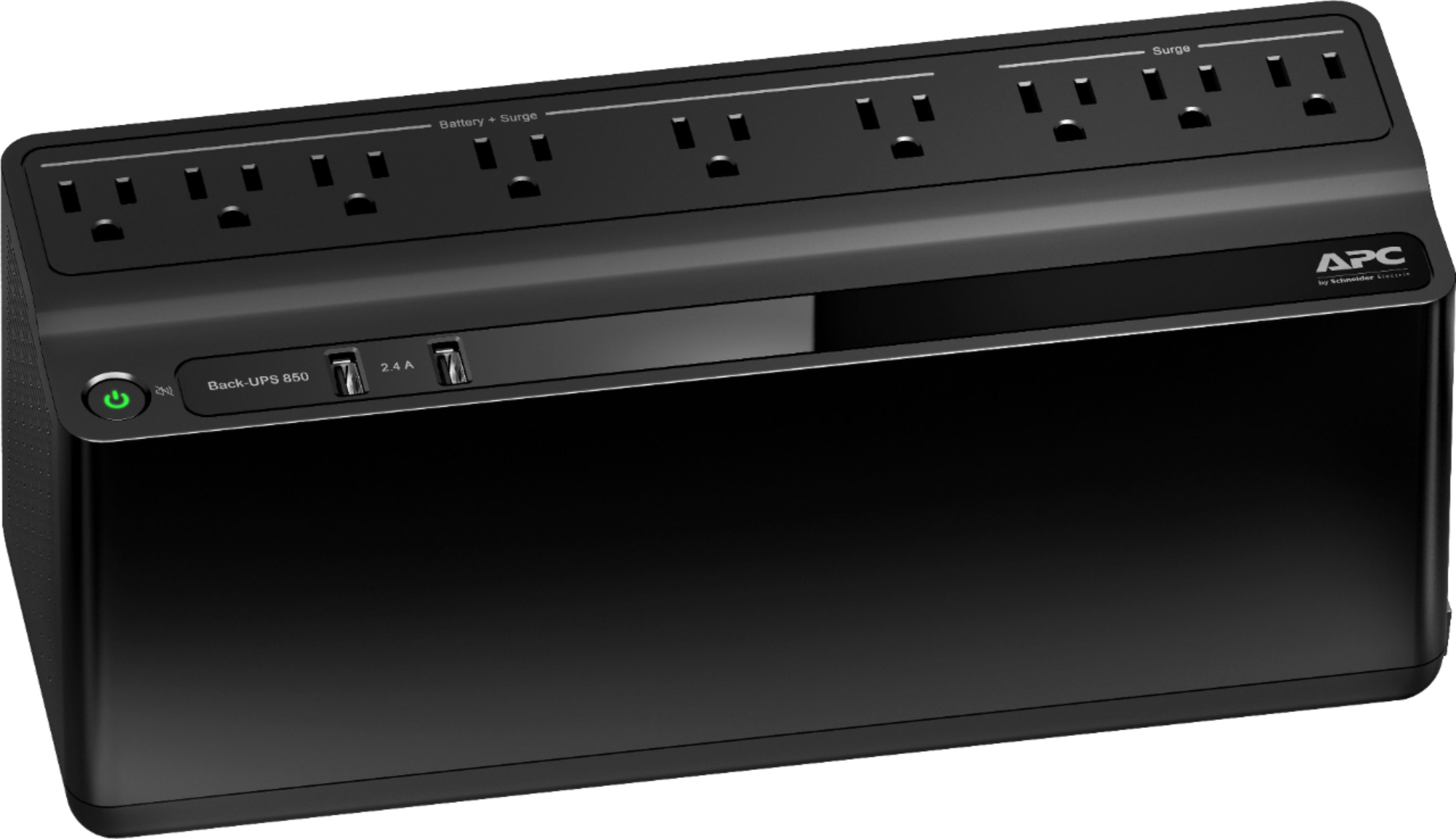 APC - Back-UPS 850VA 9-Outlet/2-USB Battery Back-Up and Surge Protector - Black