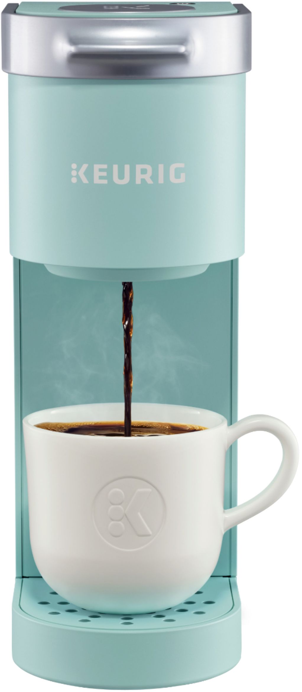 Angle View: Keurig - K-Mini® Single Serve K-Cup Pod Coffee Maker - Oasis