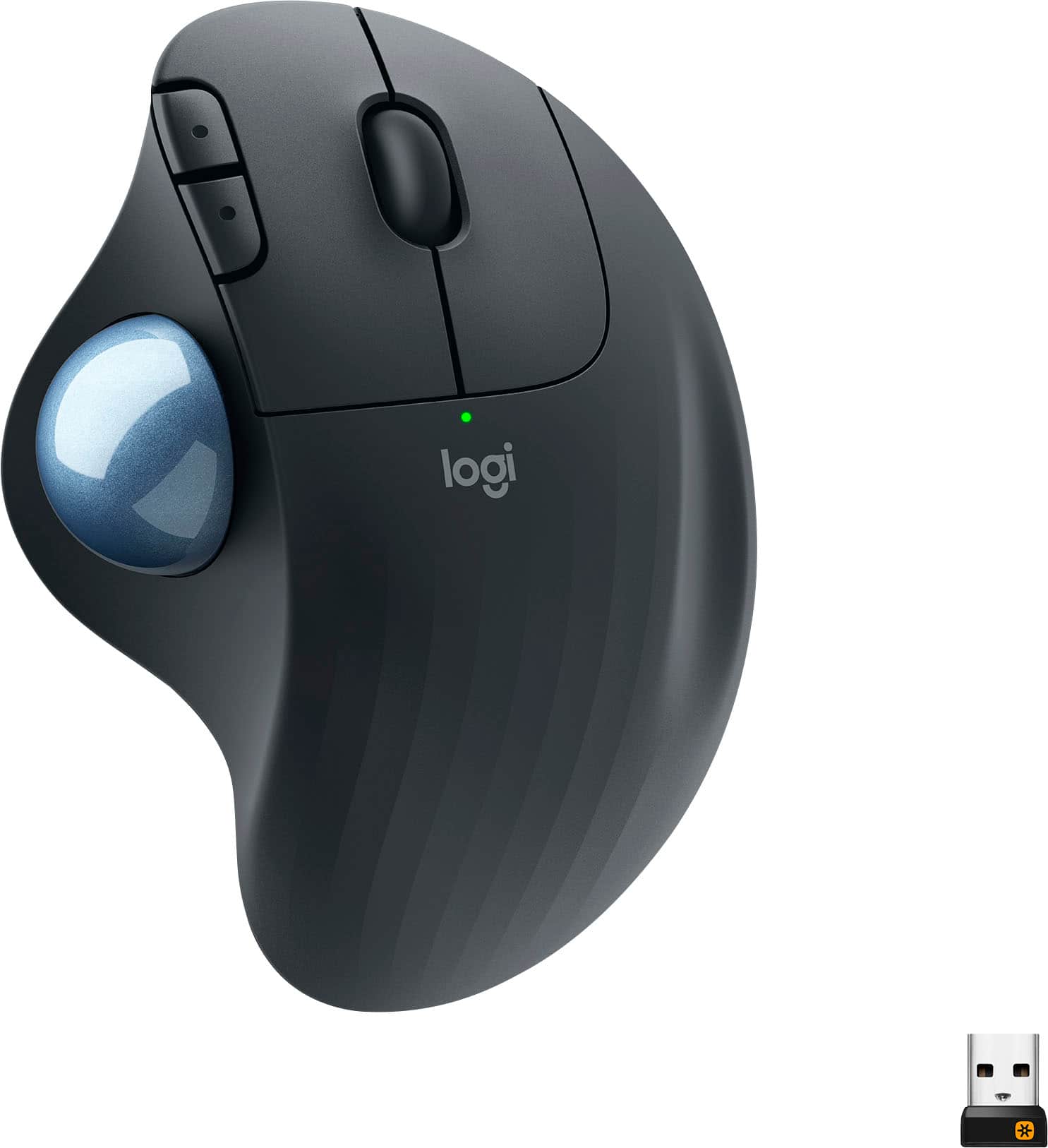 Front. Logitech - ERGO M575 Wireless Trackball Mouse with Ergonomic Design - Black.
