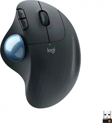 Front. Logitech - ERGO M575 Wireless Trackball Mouse with Ergonomic Design - Black.