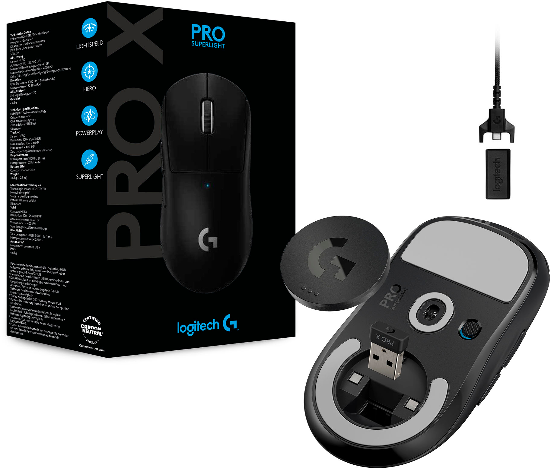 Logitech PRO X SUPERLIGHT Lightweight Wireless Optical Gaming Mouse with  HERO 25K Sensor Black 910-005878 - Best Buy