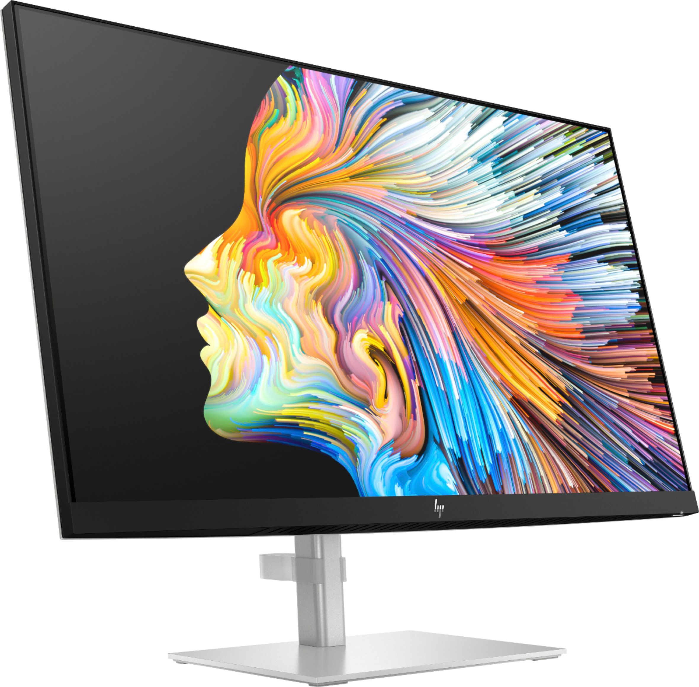 Left View: HP - 28" IPS LED 4K UHD Monitor with HDR (HDMI, DisplayPort) - Silver & Black