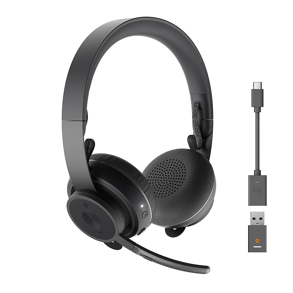 Alt View 18. Logitech - Zone Wireless Bluetooth Noise-Cancelling Headset for Open Office - Graphite.