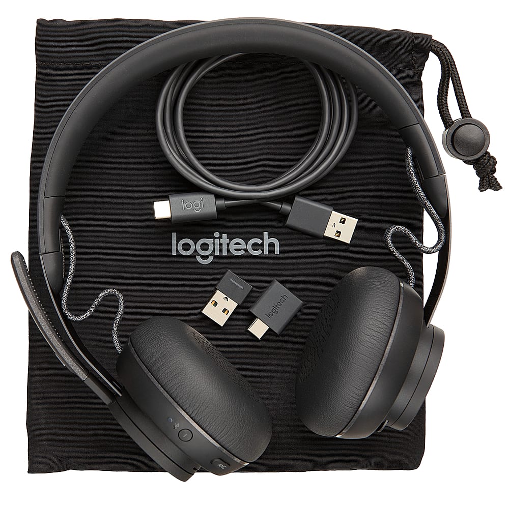 Alt View 19. Logitech - Zone Wireless Bluetooth Noise-Cancelling Headset for Open Office - Graphite.