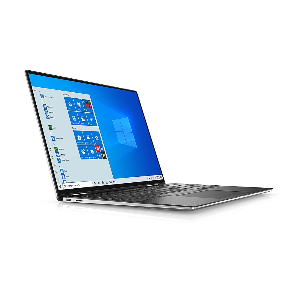 Angle View: Dell - XPS 2-in-1 13" UHD+ Touch-Screen Laptop - Intel Core i7- 32GB Memory - 1TB Solid State Drive - Platinum Silver, Black interior