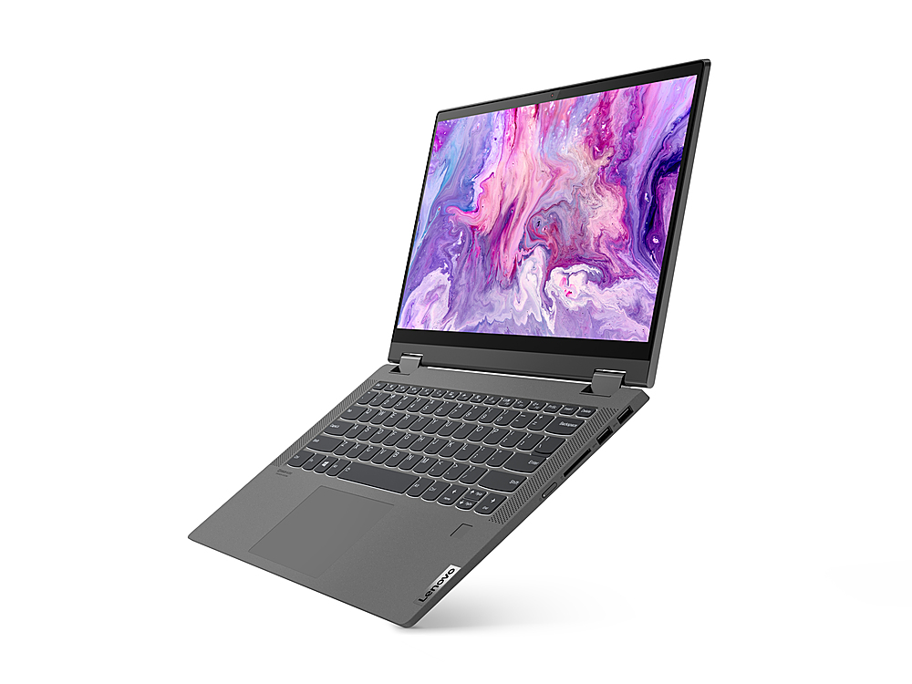 Left View: Lenovo - Flex 5 14" 2-in-1 14" Touch-Screen Laptop - Intel Core i3 - 8GB Memory - 128GB SSD - Graphite Gray