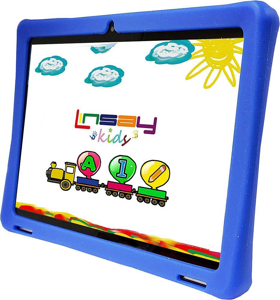 Left View: LINSAY - 10.1" Kids Tablet - 32GB - Blue