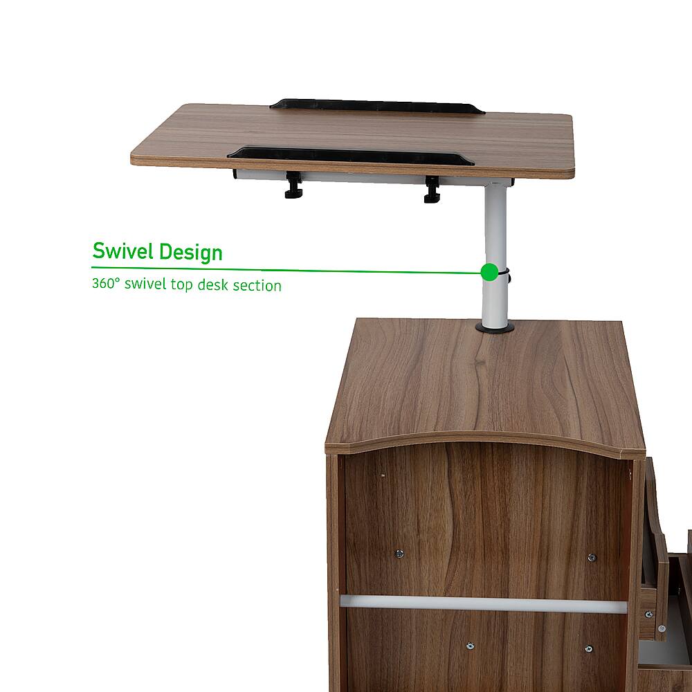 Alt View Zoom 12. Mind Reader - Bedside Workstation Adjustable Desk - Brown.