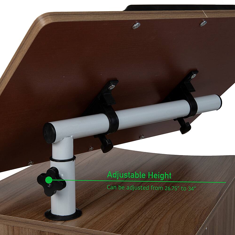 Alt View 14. Mind Reader - Bedside Workstation Adjustable Desk - Brown.