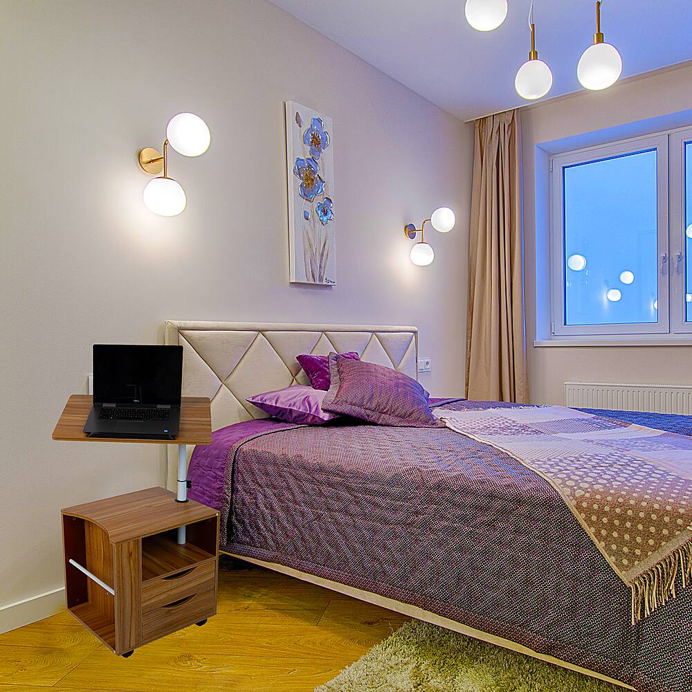 Alt View Zoom 15. Mind Reader - Bedside Workstation Adjustable Desk - Brown.