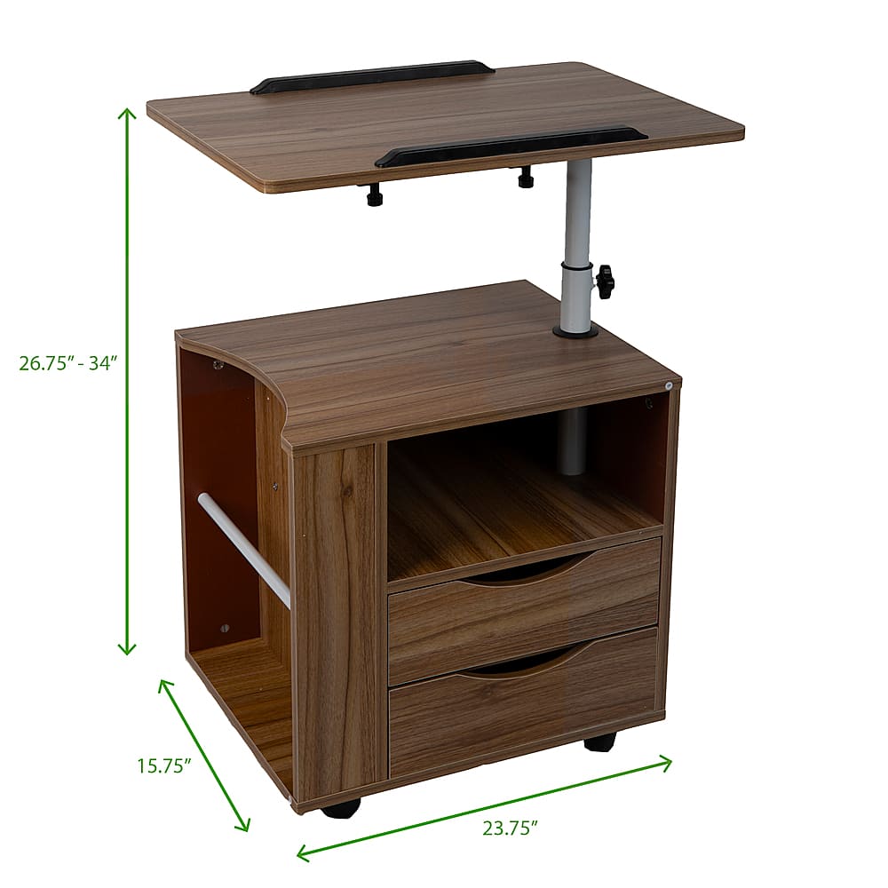 Alt View 16. Mind Reader - Bedside Workstation Adjustable Desk - Brown.