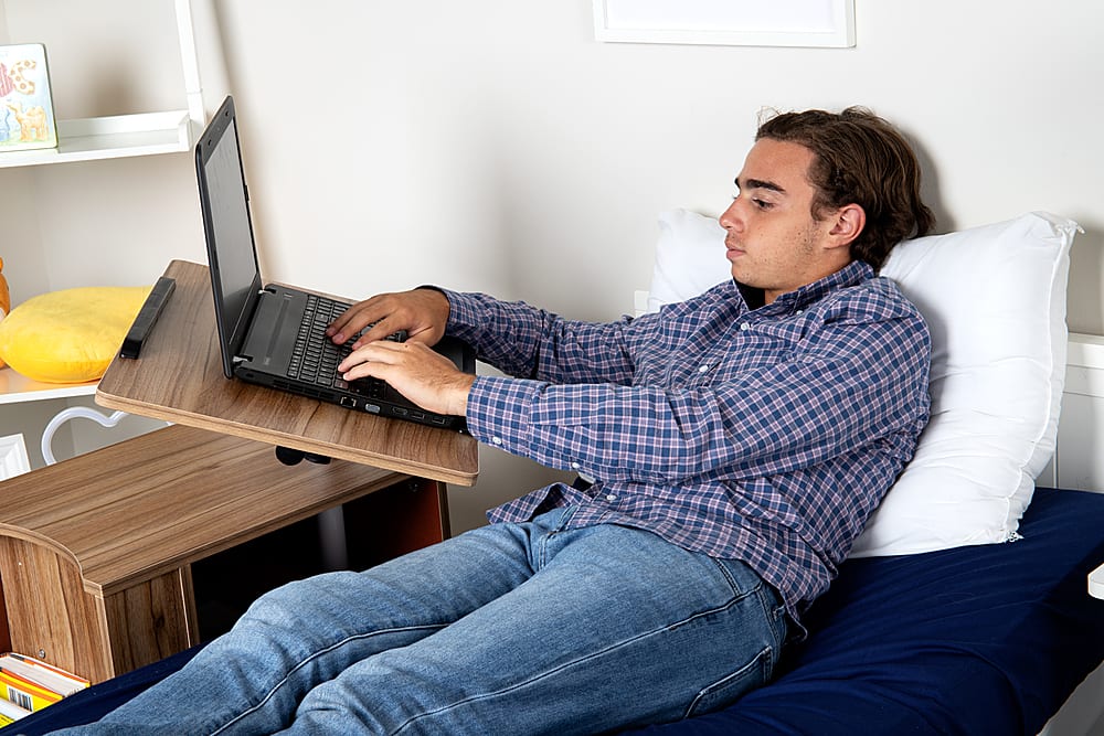 Alt View 19. Mind Reader - Bedside Workstation Adjustable Desk - Brown.