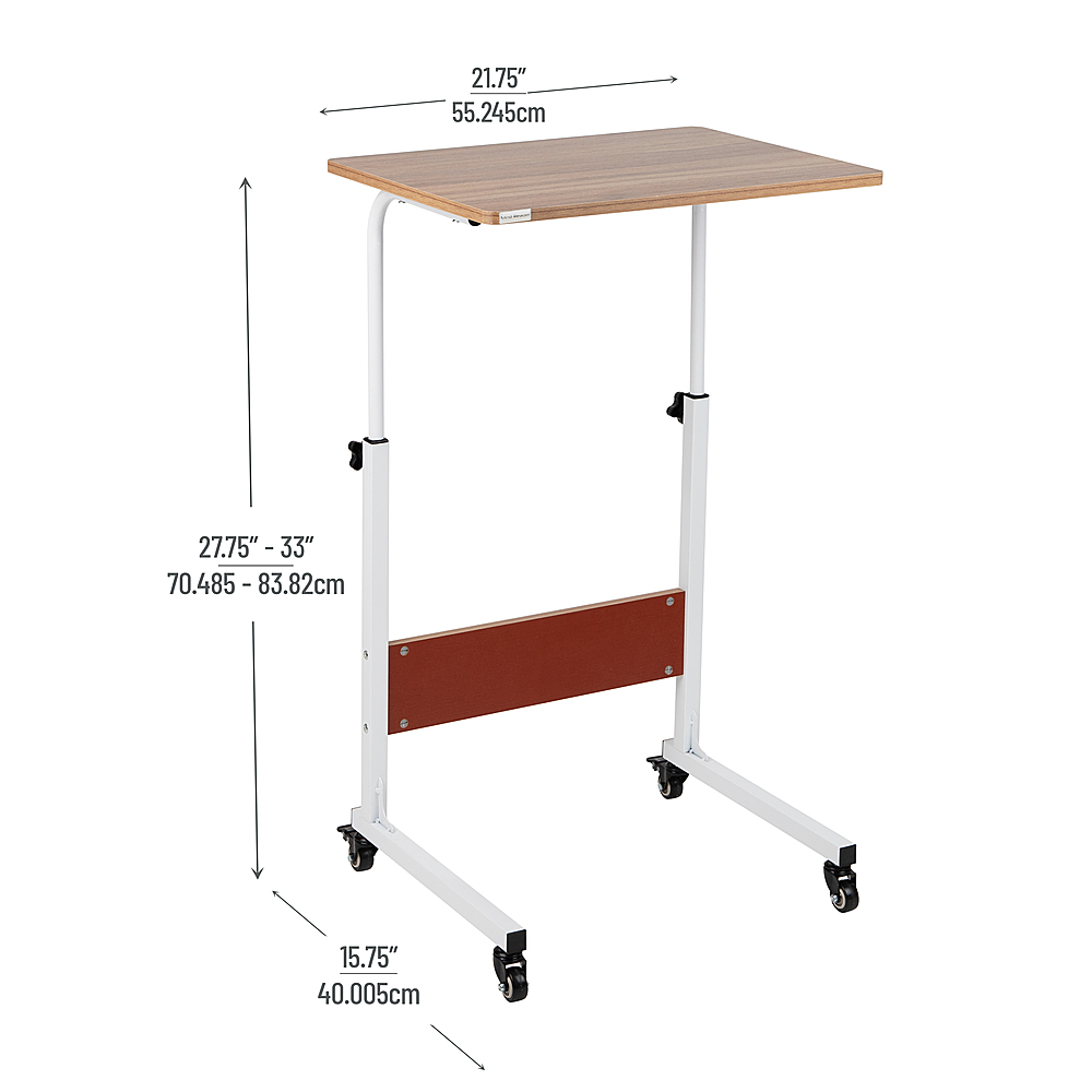 BYBLIGHT Moronia 31.5 in. Brown Portable Laptop Desk, Height Adjustable Laptop Rolling Table with Keyboard Tray on Wheels