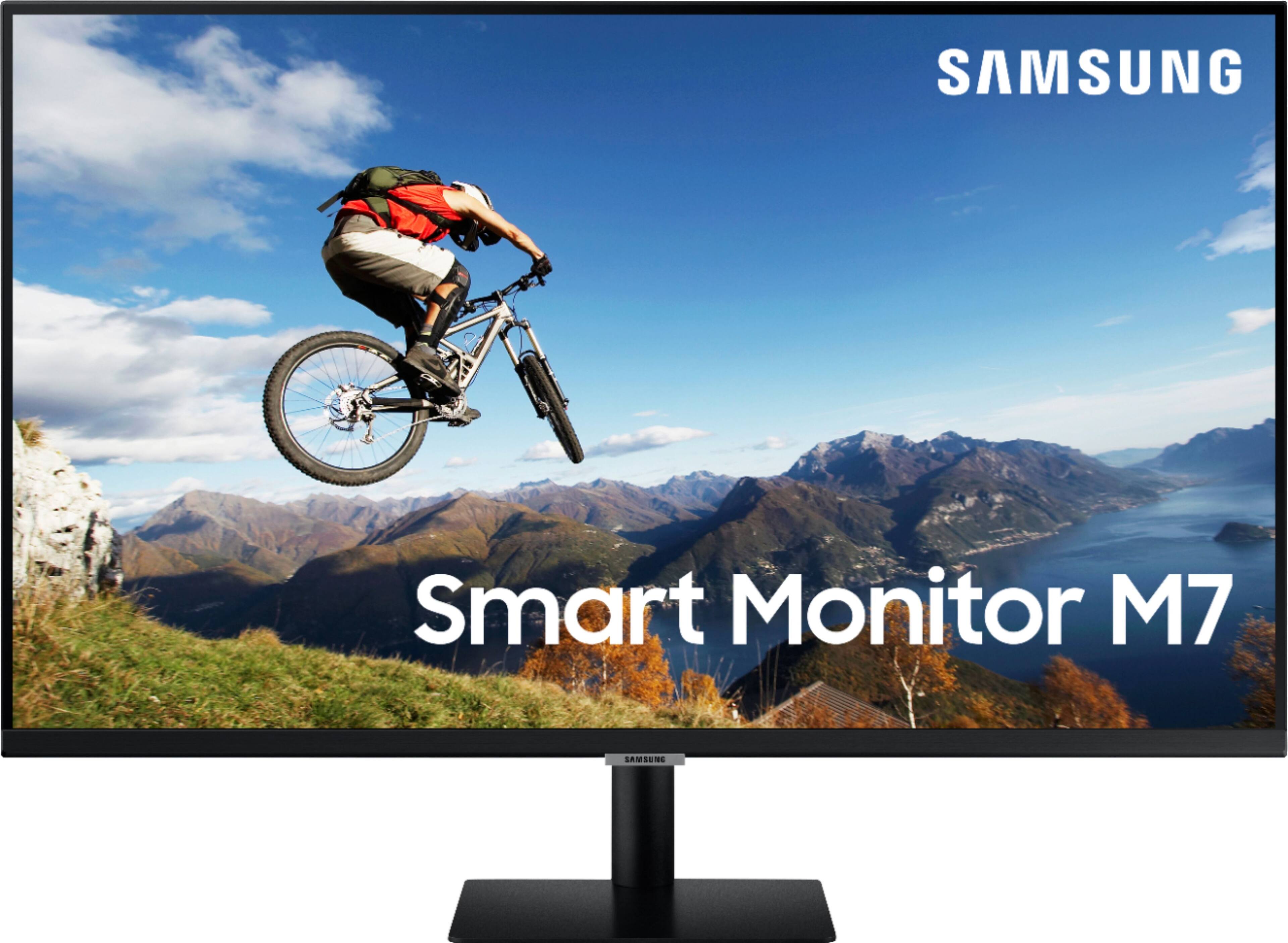 Front. Samsung - Geek Squad Certified Refurbished AM702 Series 32" LED 4K UHD Monitor with HDR - Black.