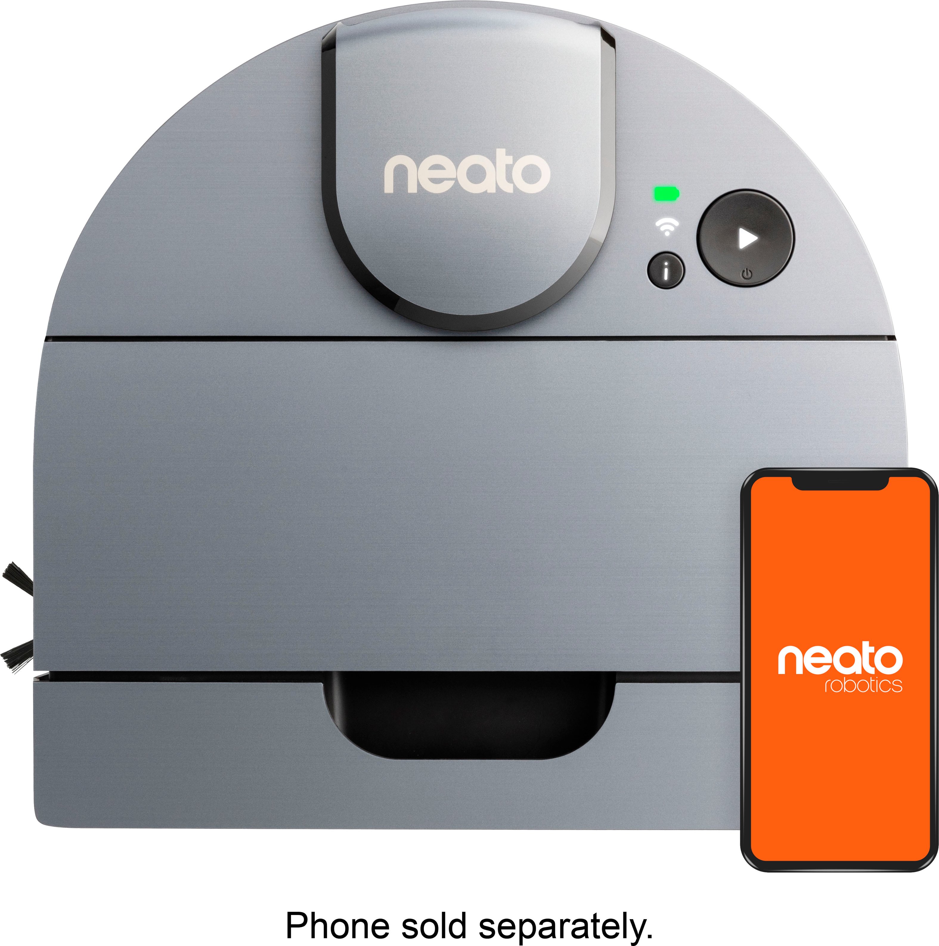 Angle View: Neato Robotics - D10 Intelligent Wi-Fi Connected Robot Vacuum - Silver