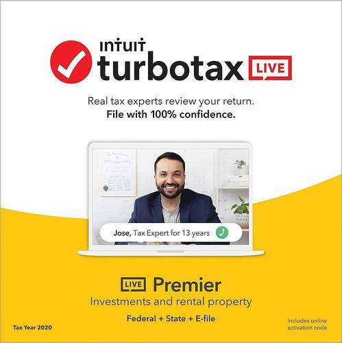 Intuit - TurboTax Live Premier Fed + State 2020 (1-User) - Android, Chrome, Mac, Windows, iOS