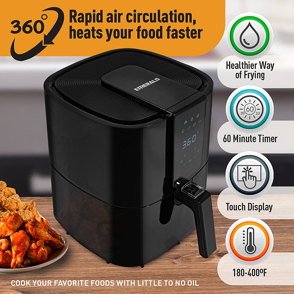 Alt View 24. Emerald - 5.2L Digital Air Fryer - Black.