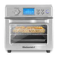Elite Gourmet 21L Stainless Steel Digital Air Fryer Oven with LCD Display and Interior Light - Stainless Steel - Front_Zoom