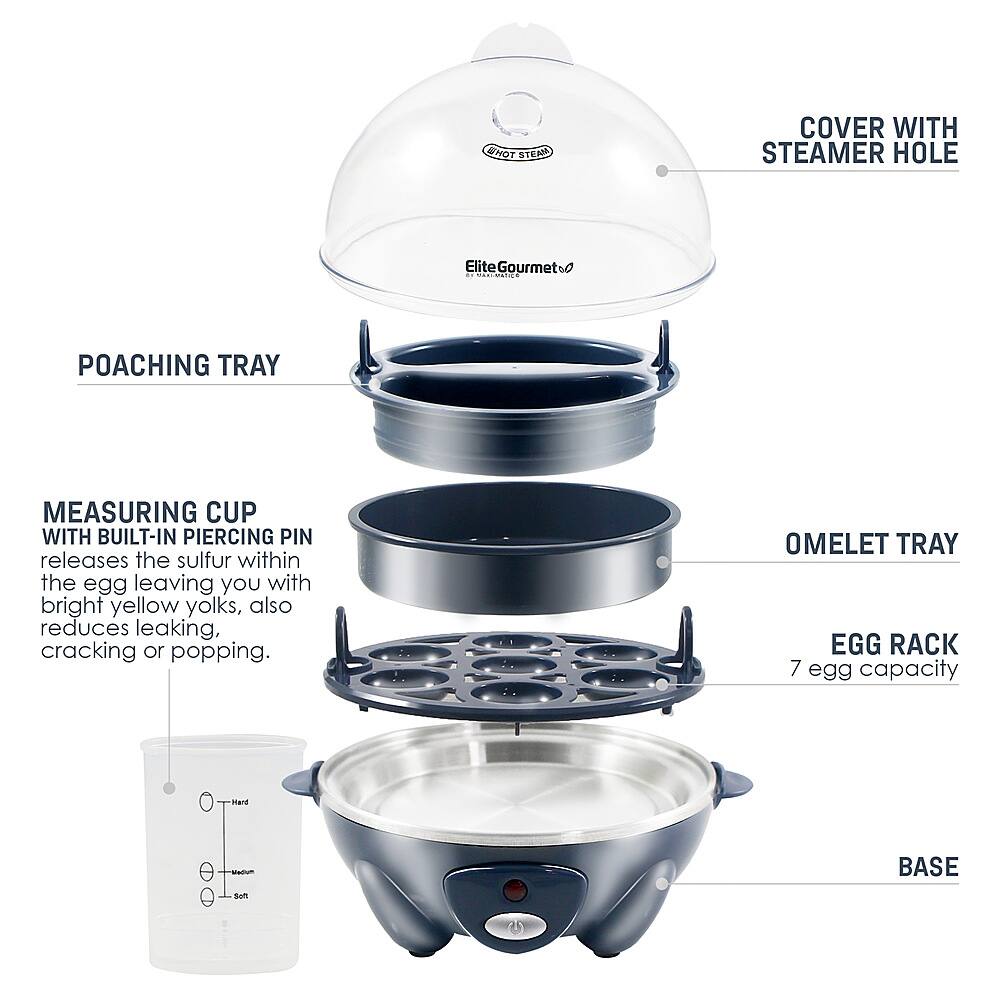Elite Gourmet 7Egg Automatic Egg Cooker Slate Blue EGC007BG Best Buy