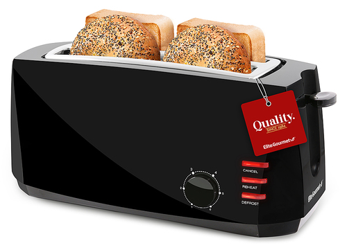 Elite Gourmet 4 Slice Long Slot Cool Touch Toaster, Black - Black