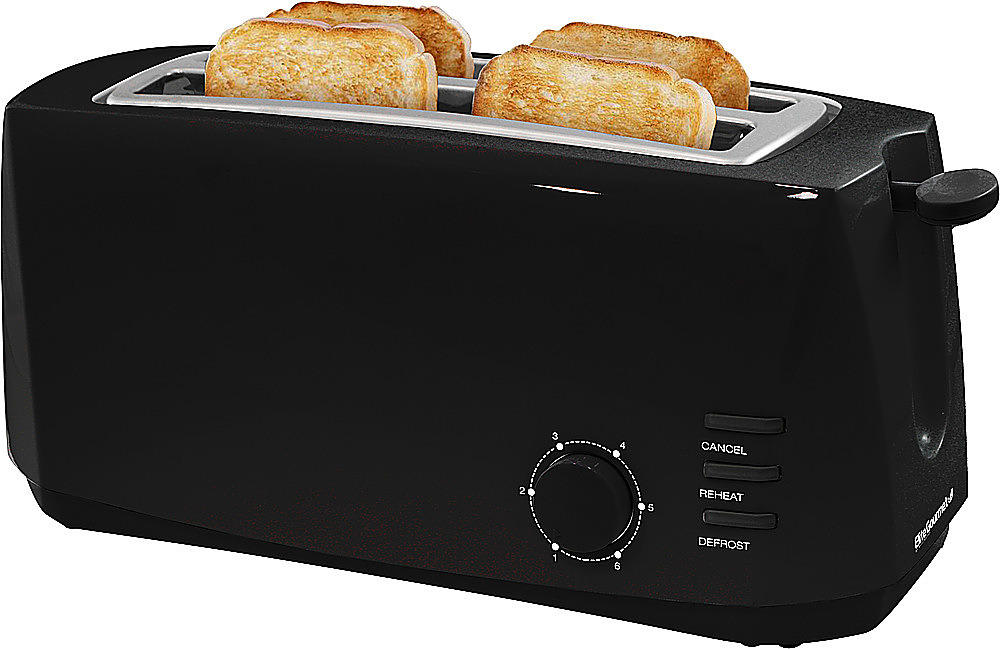 Elite Gourmet ECT4829B Long Slot 4 Slice Toaster, 6 Toast Settings Toaster  Defrost, Reheat, Cancel Functions, Slide Out Crumb Tray, Extra Wide Slots