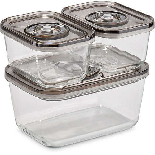 Caso Design - VG 3000 3-Piece Food Vacuum Canister Set with Food Management App - Glass