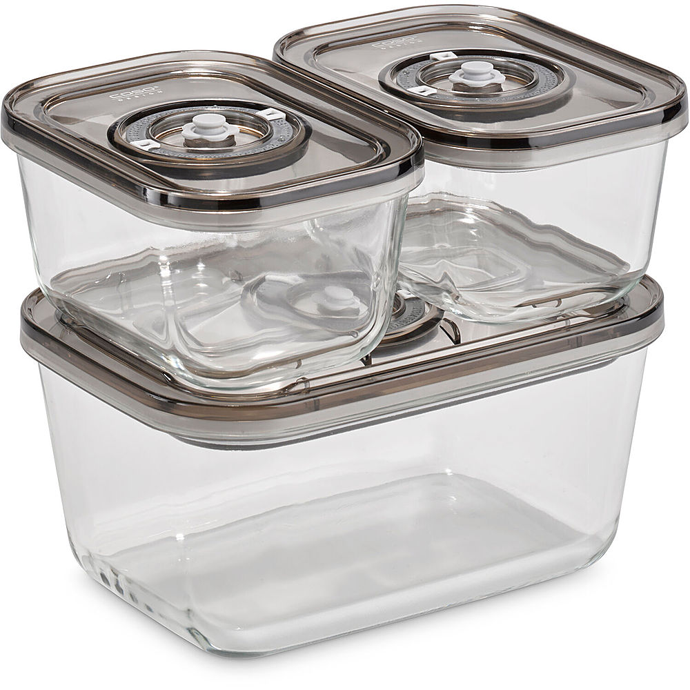 Angle View: Caso Design - VG 3000 3-Piece Food Vacuum Canister Set with Food Management App - Glass