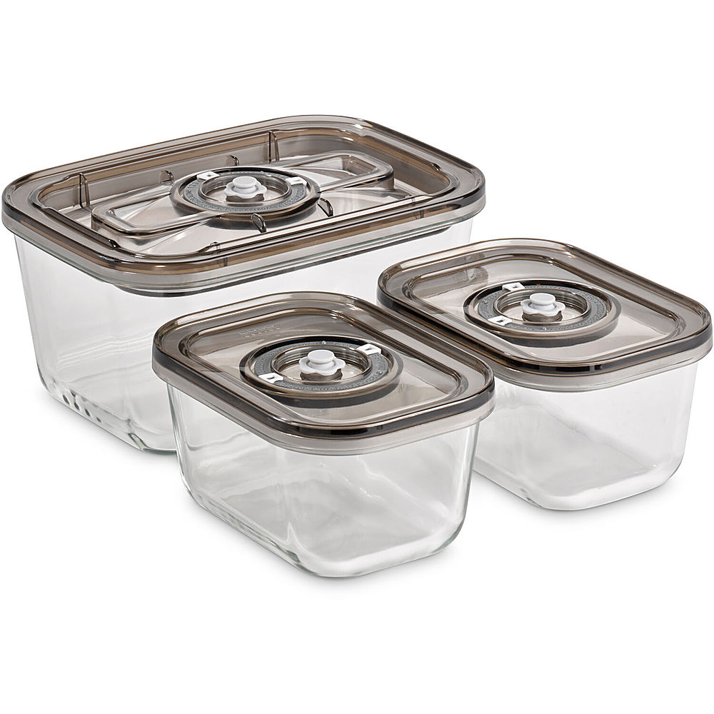 Left View: Caso Design - VG 3000 3-Piece Food Vacuum Canister Set with Food Management App - Glass