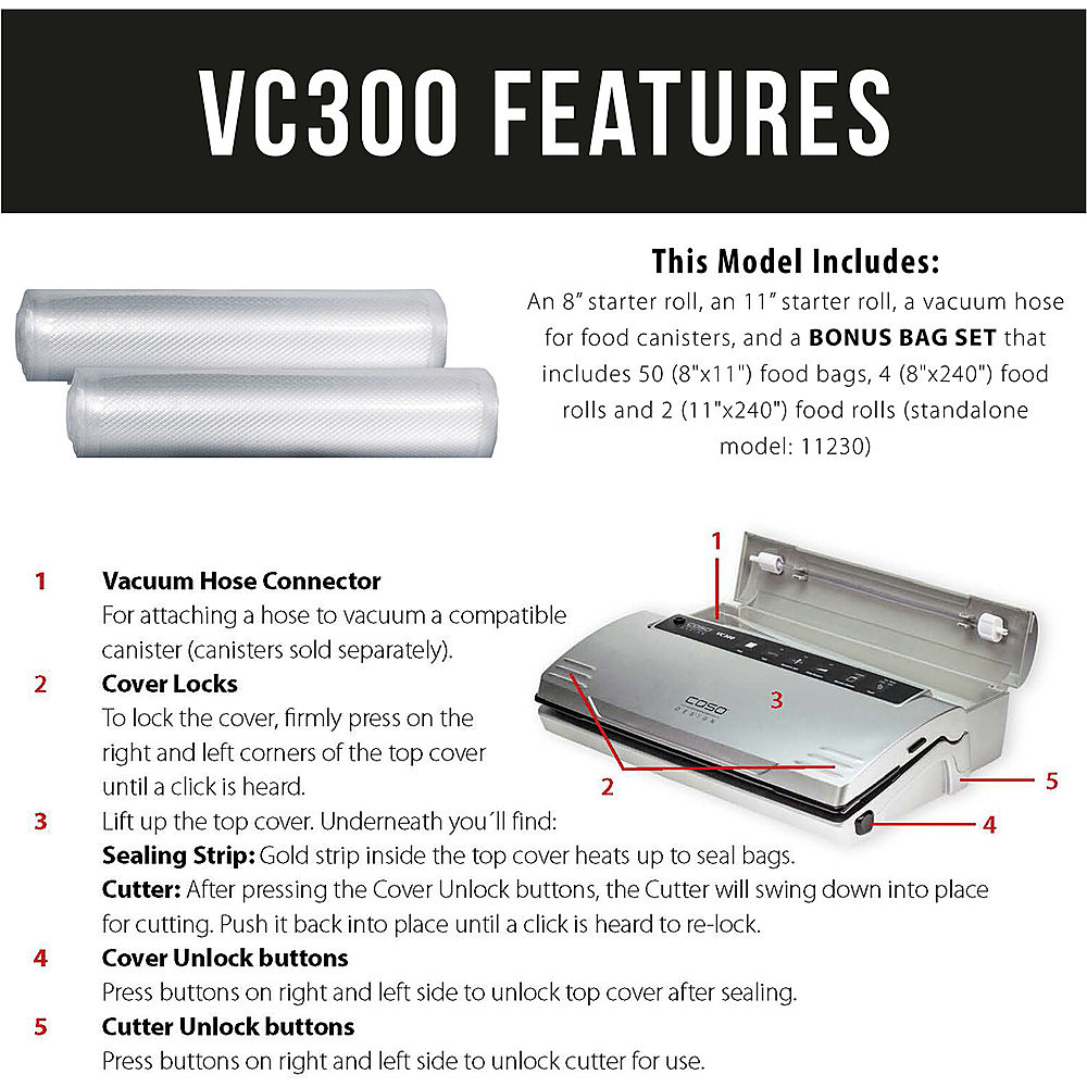 Vacuum Sealer Roll Cutter Box (11'' x 50')