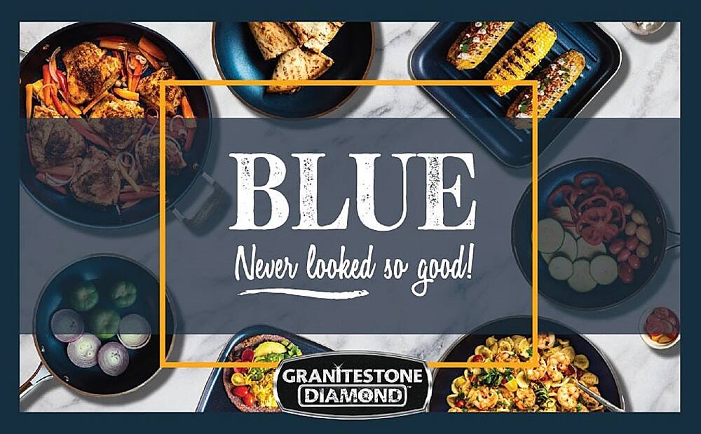 Alt View 11. Granitestone - Non Stick 10pc Cookware Set - Blue.