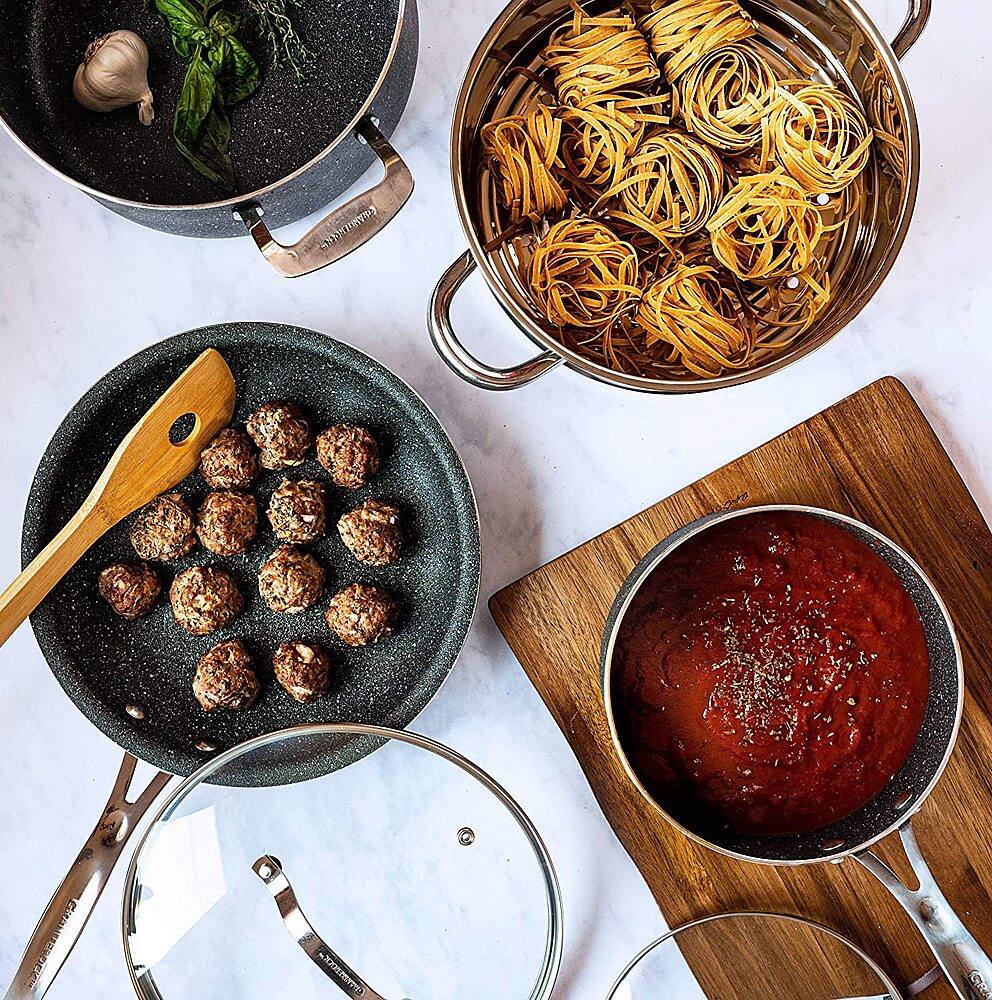 Alt View 15. Granitestone - Non Stick 10pc Cookware Set - Blue.