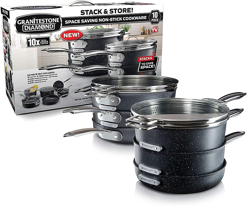 Granitestone 6-Piece Nonstick Stackable Bakeware Set, Gray