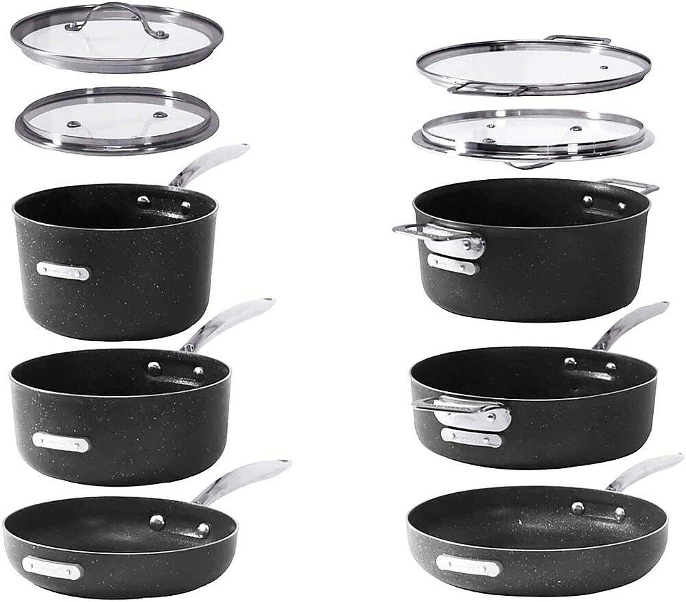 Alt View 12. Granitestone - Diamond Non Stick Stackmaster Stackable 10pc Cookware Set - Gray.