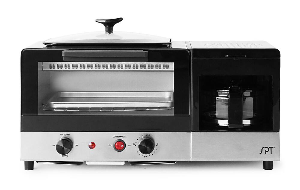 Angle. Sunpentown - 3-in-1 Breakfast Maker in Stainless Steel - Black.