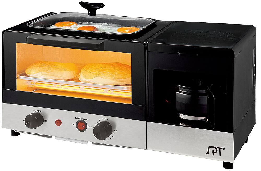 Left. Sunpentown - 3-in-1 Breakfast Maker in Stainless Steel - Black.
