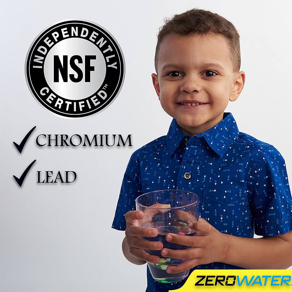 ZeroWater - Carafe de distributeur de filtre à eau ronde de 10 tasses, 5 étapes, avec filtre à eau Zero à 0 TDS – Certifiée IAPMO pour réduire les métaux, le chlore