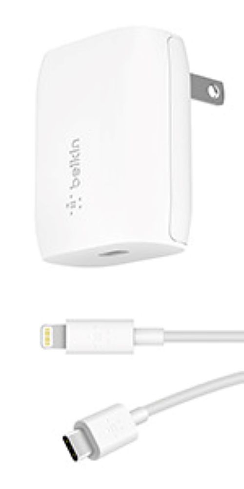 Belkin - Boost Charge USB-C™ Wall Charger 18W + USB-C Cable with Lightning Connector - White