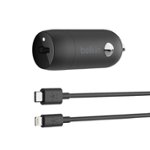 Alt View Zoom 1. Belkin - Boost Charge USB-C™ Car Charger 18W + USB-C Cable with Lightning Connector - Black.
