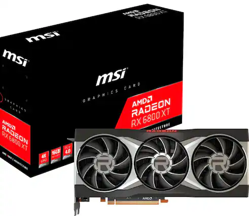Front. MSI - AMD Radeon RX 6800 XT 16G - 16GB GDDR6 - PCI Express 4.0 - Graphics Card - Black.