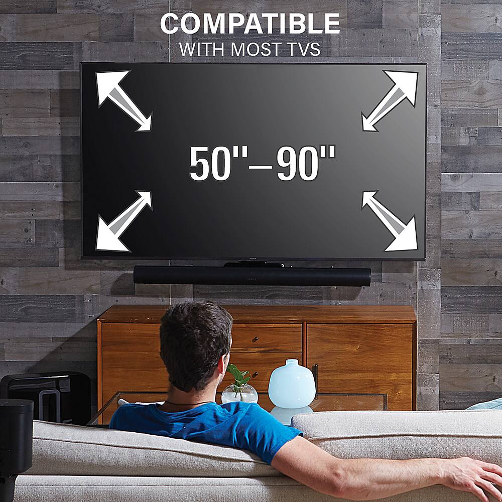 Alt View 12. Sanus - Sonos Arc Extendable Soundbar TV Mount - Compatible with TVs 50"-90" - Black.