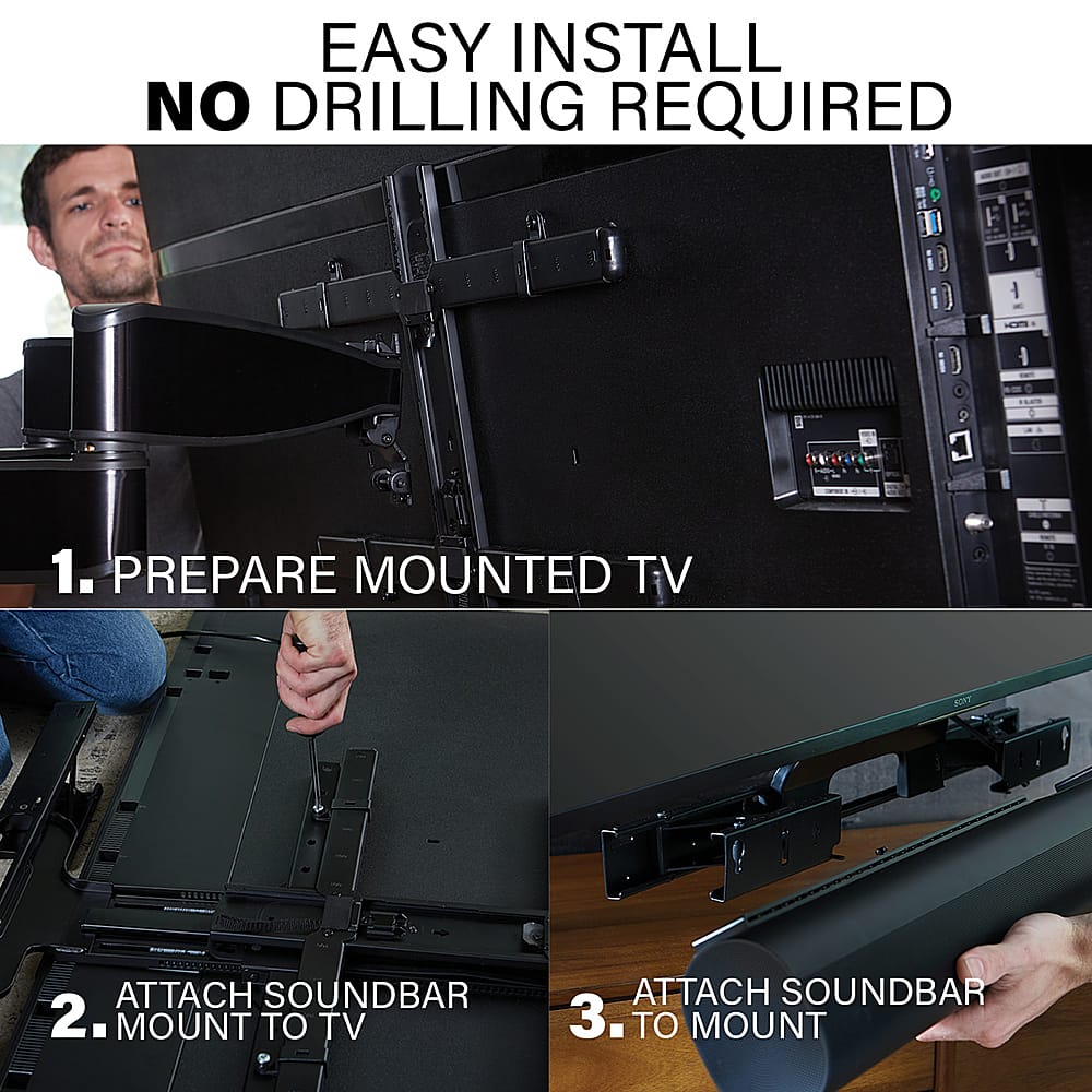 Alt View 17. Sanus - Sonos Arc Extendable Soundbar TV Mount - Compatible with TVs 50"-90" - Black.