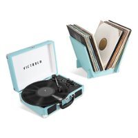 Victrola - Journey+ Bluetooth Suitcase Record Player with Matching Record Stand - Teal - Angle_Zoom