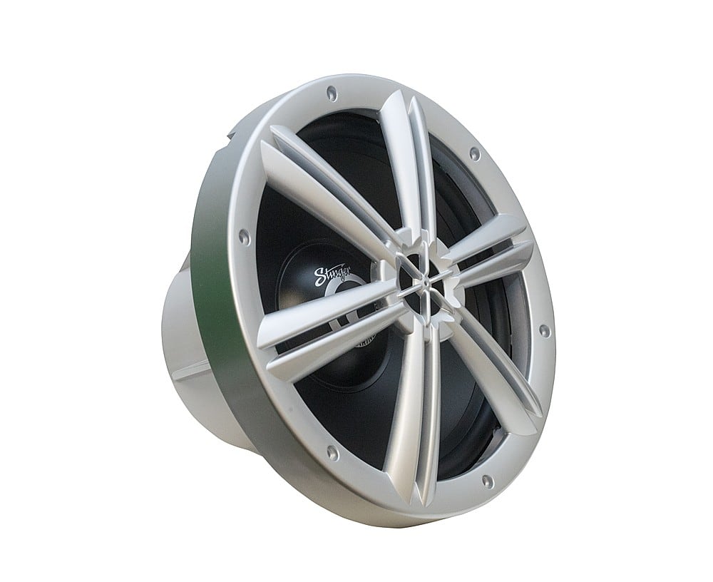 Angle View: Stinger - 10” 150W Single-Voice-Coil 4-Ohm Marine-Grade Subwoofer - Silver