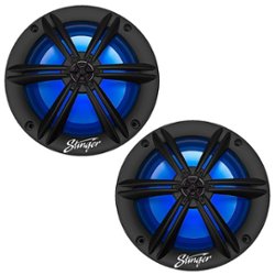 Stinger - 6.5” 2-Way Marine Coaxial LED Illuminated Speakers with Poly Carbon Cones (Pair) - Black - Front_Zoom
