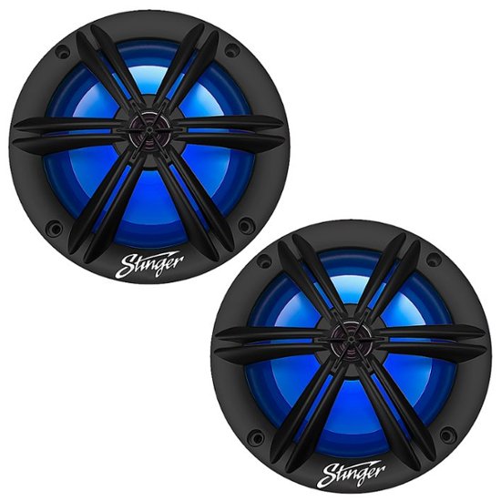 Stinger – 6.5” 2-Way Marine Coaxial LED Illuminated Speakers with Poly Carbon Cones (Pair) – Black TODAY ONLY At Best Buy